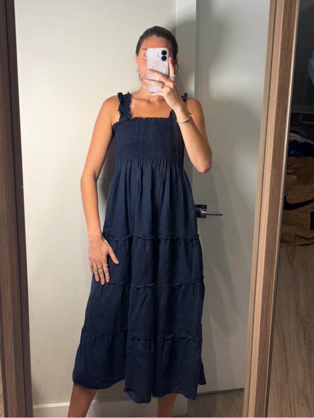 Quince linen navy dress